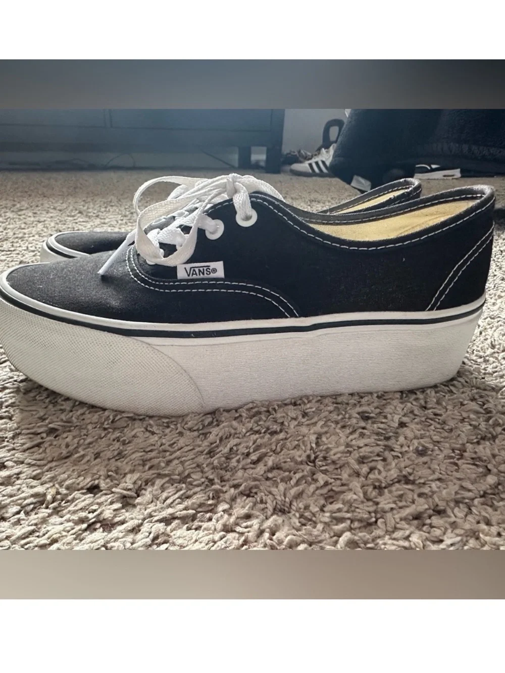 Vans Black Canvas Platform Lace-Up Sneakers with White Sole